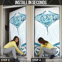 New Zealand Manta Ray Tattoo Door Cover Aotearoa Maori Haehae Paua Shell - Polynesian Pride