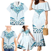 New Zealand Manta Ray Tattoo Family Matching Mermaid Dress and Hawaiian Shirt Aotearoa Maori Haehae Paua Shell LT14 - Polynesian Pride