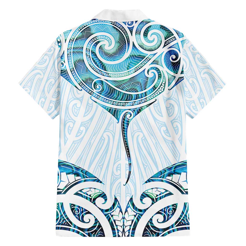New Zealand Manta Ray Tattoo Family Matching Off Shoulder Maxi Dress and Hawaiian Shirt Aotearoa Maori Haehae Paua Shell LT14 - Polynesian Pride