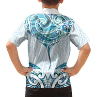 New Zealand Manta Ray Tattoo Family Matching Puletasi and Hawaiian Shirt Aotearoa Maori Haehae Paua Shell LT14 - Polynesian Pride