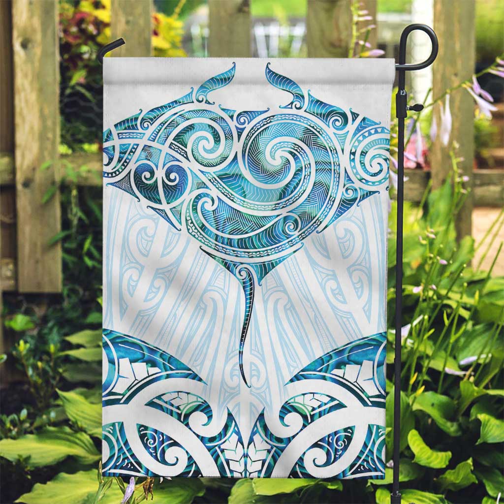 New Zealand Manta Ray Tattoo Garden Flag Aotearoa Maori Haehae Paua Shell - Polynesian Pride