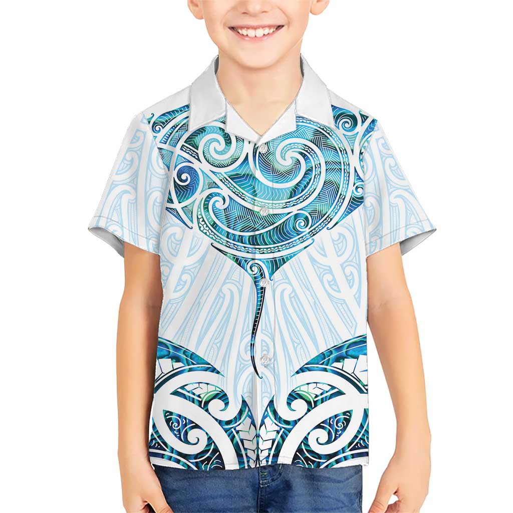 New Zealand Manta Ray Tattoo Hawaiian Shirt Aotearoa Maori Haehae Paua Shell - Polynesian Pride