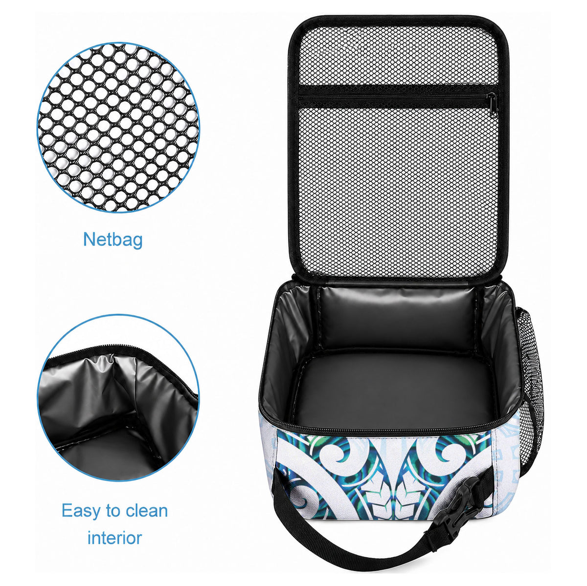 New Zealand Manta Ray Tattoo Lunch Bag Aotearoa Maori Haehae Paua Shell