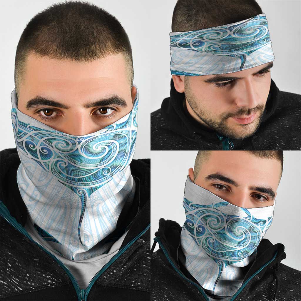 New Zealand Manta Ray Tattoo Neck Gaiter Aotearoa Maori Haehae Paua Shell - Polynesian Pride