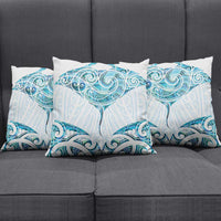 New Zealand Manta Ray Tattoo Pillow Cover Aotearoa Maori Haehae Paua Shell - Polynesian Pride
