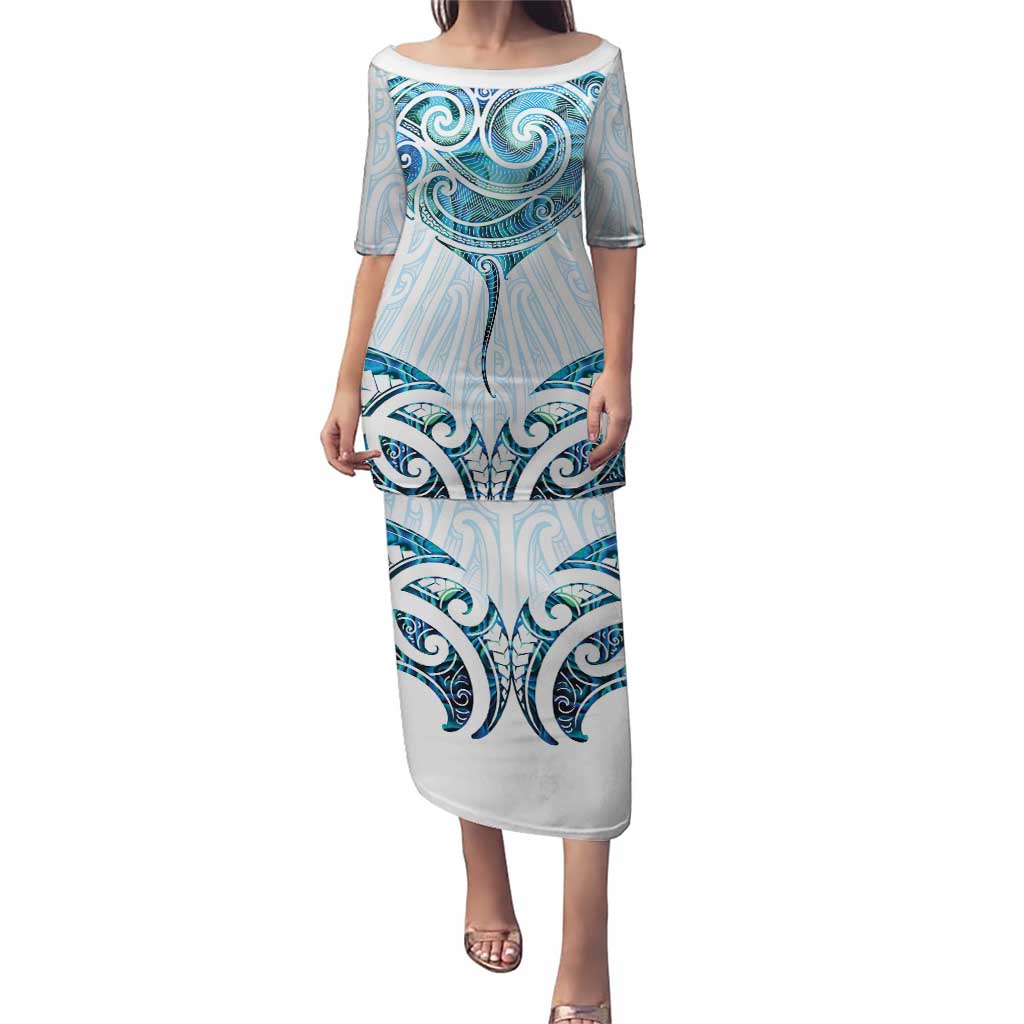 New Zealand Manta Ray Tattoo Puletasi Aotearoa Maori Haehae Paua Shell - Polynesian Pride