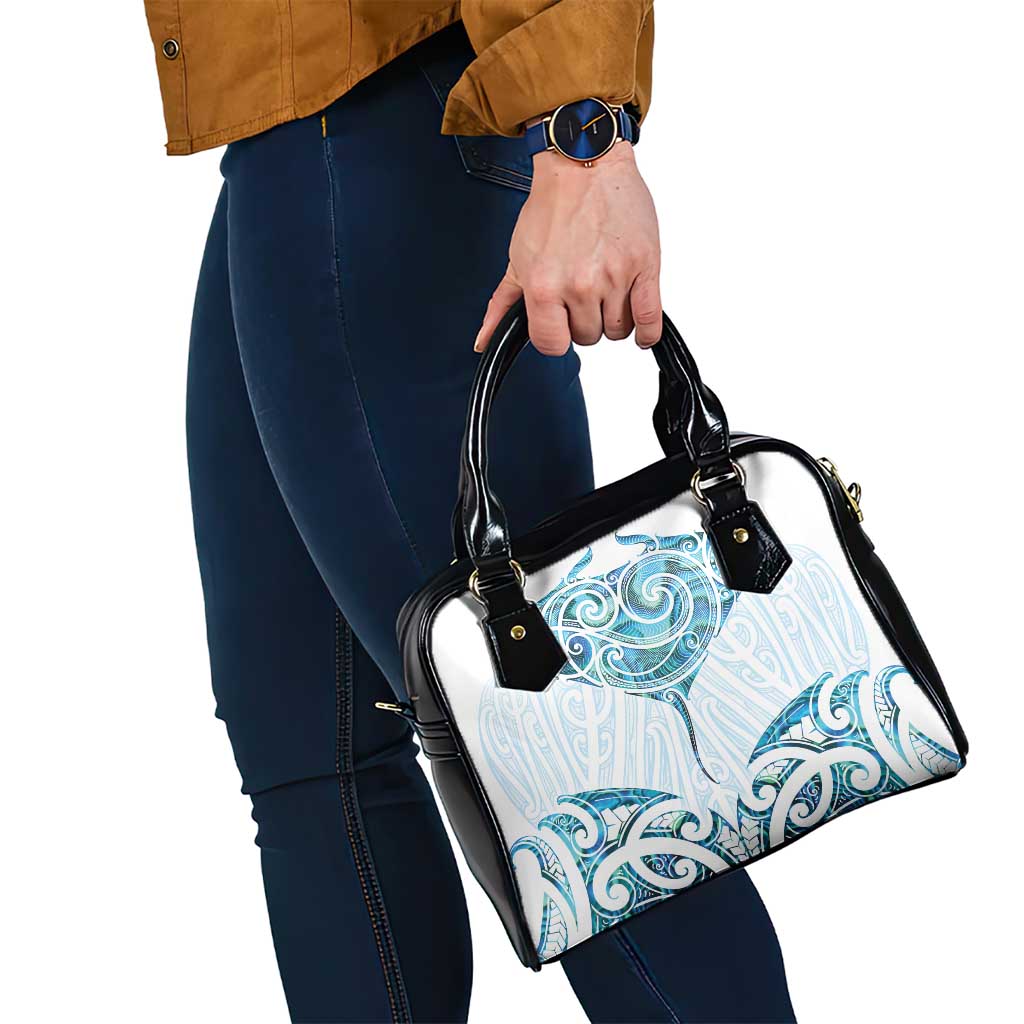 New Zealand Manta Ray Tattoo Shoulder Handbag Aotearoa Maori Haehae Paua Shell - Polynesian Pride