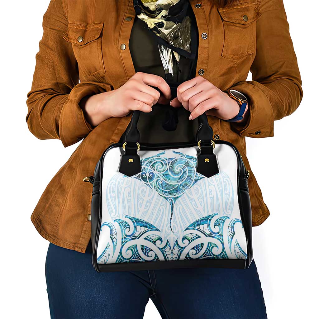 New Zealand Manta Ray Tattoo Shoulder Handbag Aotearoa Maori Haehae Paua Shell - Polynesian Pride