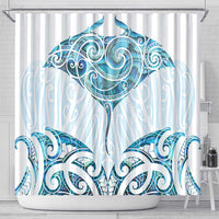 New Zealand Manta Ray Tattoo Shower Curtain Aotearoa Maori Haehae Paua Shell - Polynesian Pride