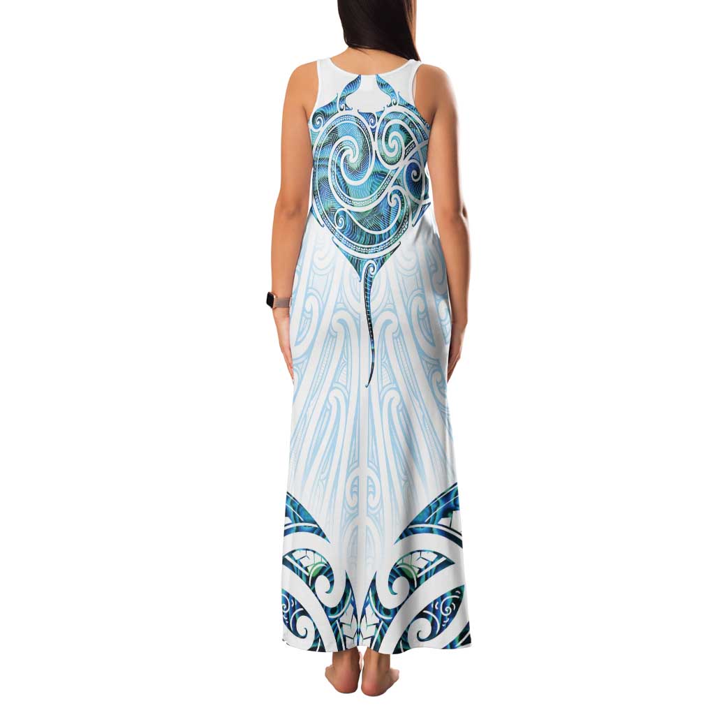 New Zealand Manta Ray Tattoo Tank Maxi Dress Aotearoa Maori Haehae Paua Shell LT14 - Polynesian Pride