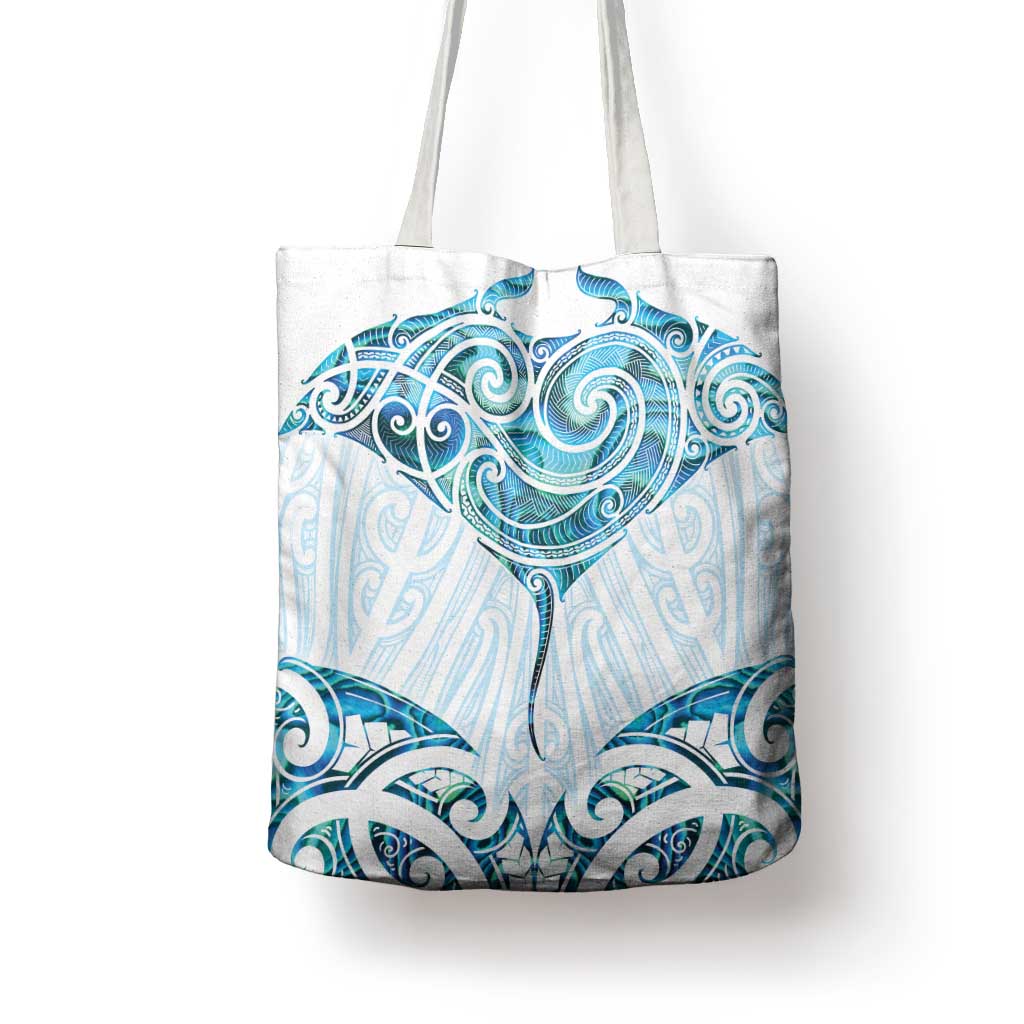 New Zealand Manta Ray Tattoo Tote Bag Aotearoa Maori Haehae Paua Shell - Polynesian Pride