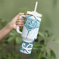 New Zealand Manta Ray Tattoo Tumbler With Handle Aotearoa Maori Haehae Paua Shell LT14 - Polynesian Pride
