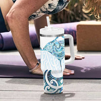 New Zealand Manta Ray Tattoo Tumbler With Handle Aotearoa Maori Haehae Paua Shell LT14 - Polynesian Pride