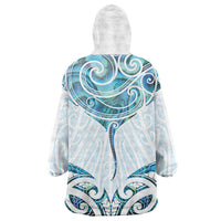 New Zealand Manta Ray Tattoo Wearable Blanket Hoodie Aotearoa Maori Haehae Paua Shell - Polynesian Pride