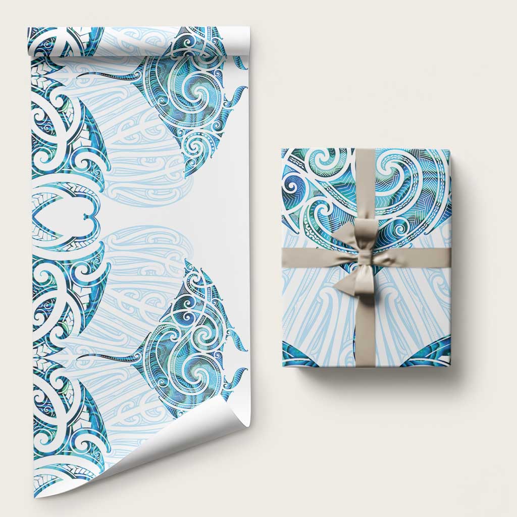 New Zealand Manta Ray Tattoo Wrapping Paper Aotearoa Maori Haehae Paua Shell - Polynesian Pride