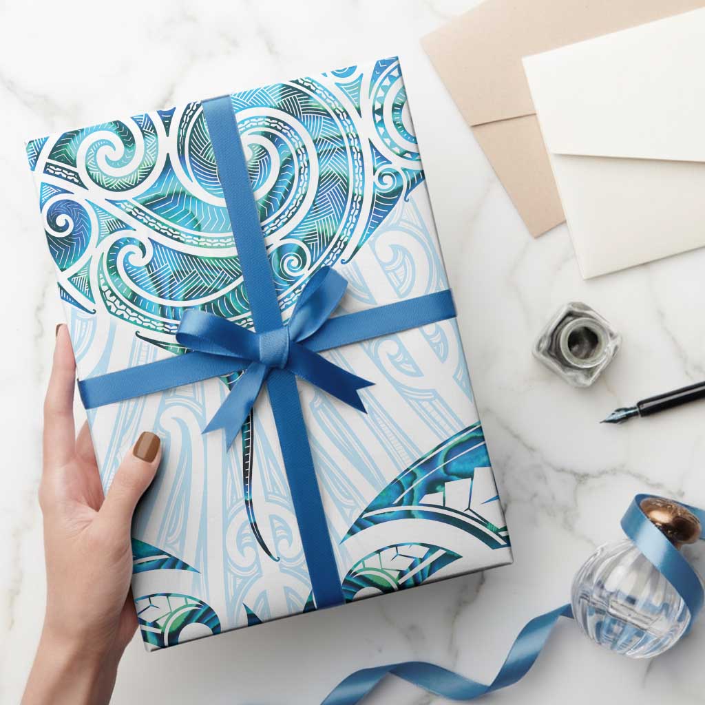 New Zealand Manta Ray Tattoo Wrapping Paper Aotearoa Maori Haehae Paua Shell - Polynesian Pride