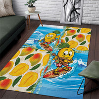 Aloha Hawaii Summer Area Rug Hawaiian Lei Surfing Mango Palaka Motifs