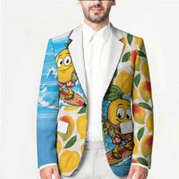 Aloha Hawaii Summer Blazer Hawaiian Lei Surfing Mango Palaka Motifs
