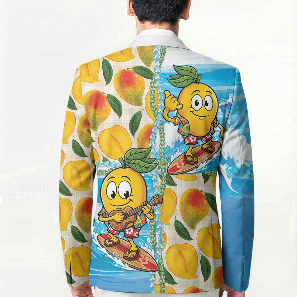 Aloha Hawaii Summer Blazer Hawaiian Lei Surfing Mango Palaka Motifs