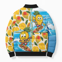 Aloha Hawaii Summer Bomber Puffer Jacket Hawaiian Lei Surfing Mango Palaka Motifs