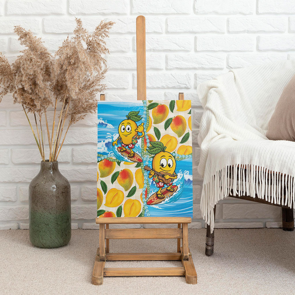 Aloha Hawaii Summer Canvas Wall Art Hawaiian Lei Surfing Mango Palaka Motifs