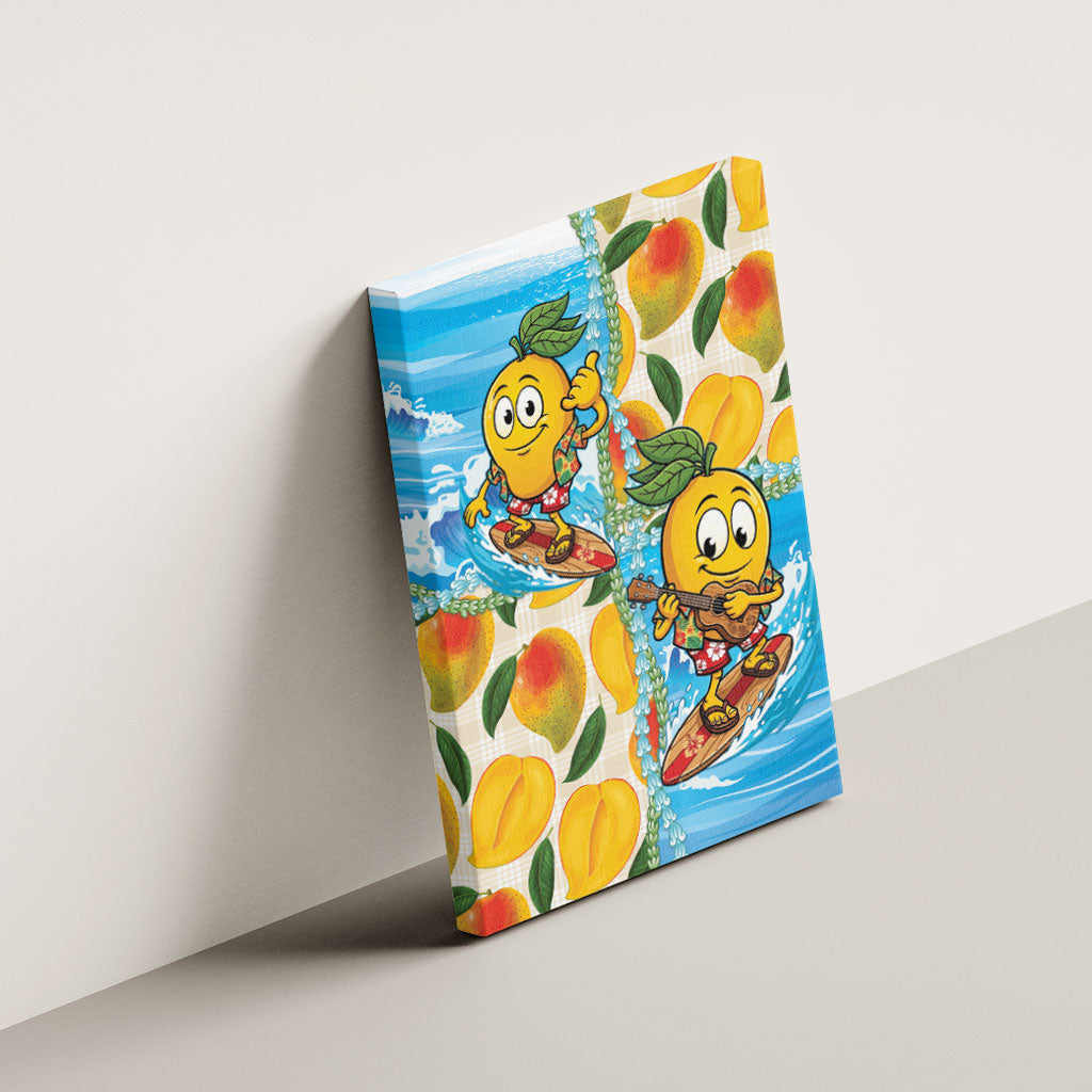 Aloha Hawaii Summer Canvas Wall Art Hawaiian Lei Surfing Mango Palaka Motifs