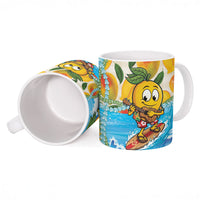 Aloha Hawaii Summer Ceramic Mug Hawaiian Lei Surfing Mango Palaka Motifs