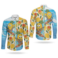 Aloha Hawaii Summer Couples Matching Long Sleeve Bodycon Dress and Long Sleeve Button Shirt Hawaiian Lei Surfing Mango Palaka Motifs