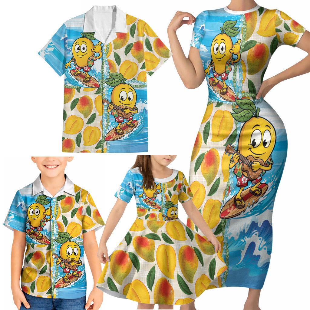 Aloha Hawaii Summer Family Matching Short Sleeve Bodycon Dress and Hawaiian Shirt Hawaiian Lei Surfing Mango Palaka Motifs LT14 - Polynesian Pride
