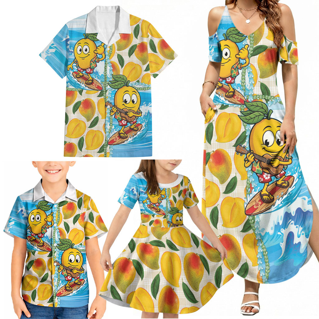 Aloha Hawaii Summer Family Matching Summer Maxi Dress and Hawaiian Shirt Hawaiian Lei Surfing Mango Palaka Motifs LT14 - Polynesian Pride