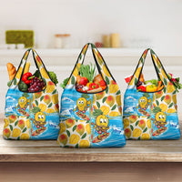 Aloha Hawaii Summer Grocery Bag Hawaiian Lei Surfing Mango Palaka Motifs