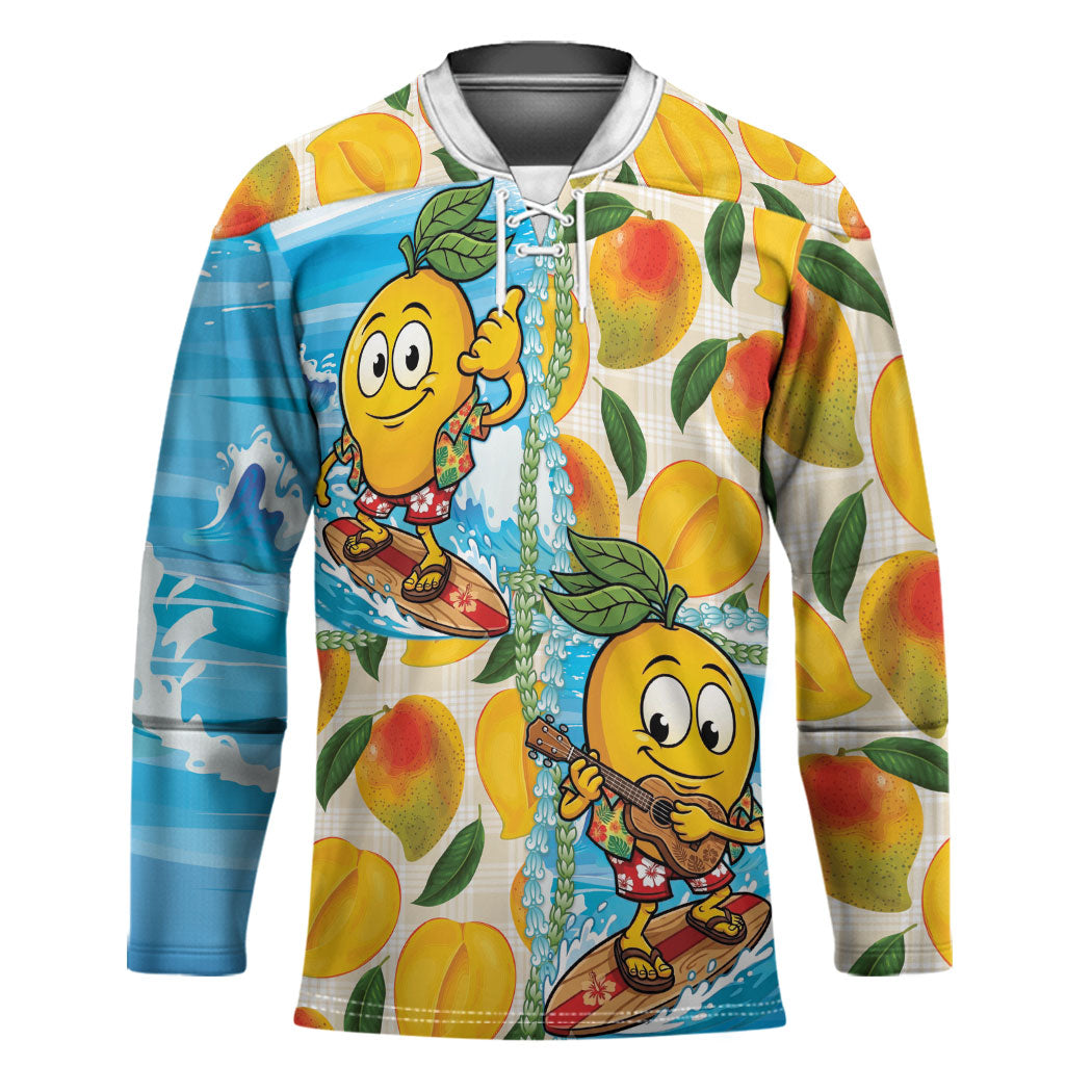 Aloha Hawaii Summer Hockey Jersey Hawaiian Lei Surfing Mango Palaka Motifs