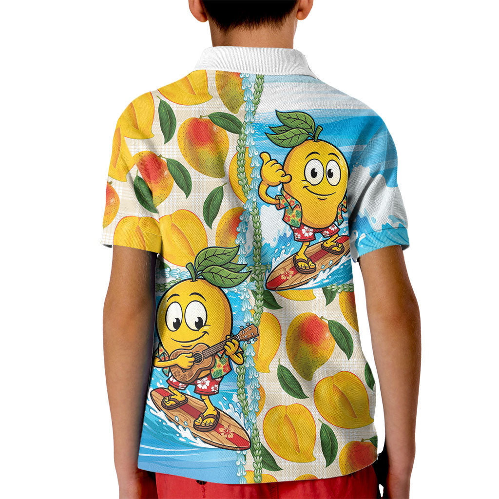 Aloha Hawaii Summer Kid Polo Shirt Hawaiian Lei Surfing Mango Palaka Motifs