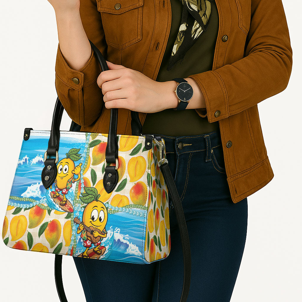 Aloha Hawaii Summer Leather Bag Hawaiian Lei Surfing Mango Palaka Motifs