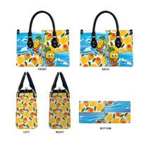 Aloha Hawaii Summer Leather Bag Hawaiian Lei Surfing Mango Palaka Motifs