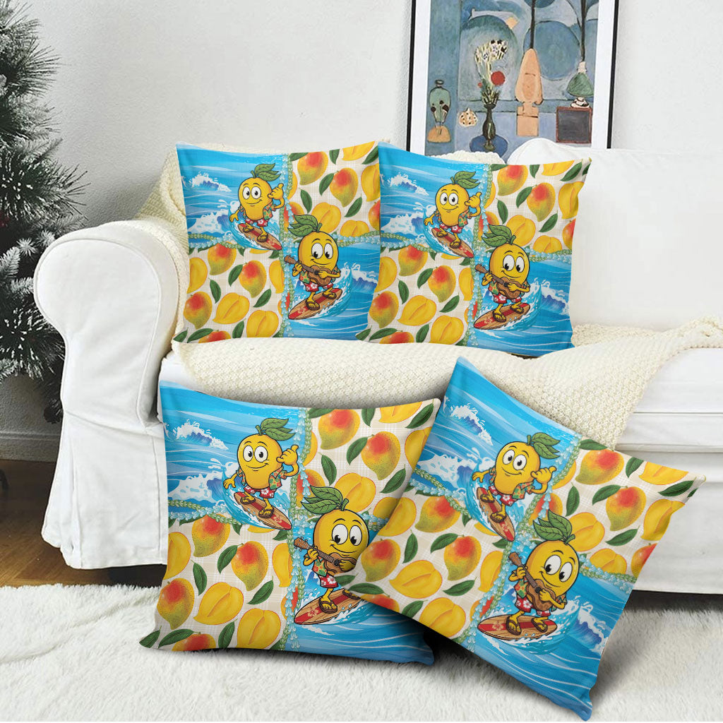 Aloha Hawaii Summer Pillow Cover Hawaiian Lei Surfing Mango Palaka Motifs