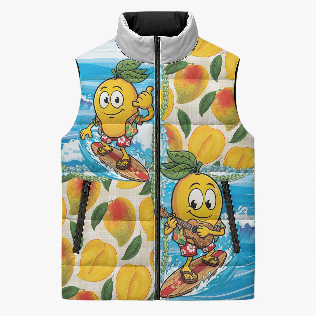 Aloha Hawaii Summer Sleeveless Puffer Jacket Hawaiian Lei Surfing Mango Palaka Motifs LT14 Unisex Blue - Polynesian Pride