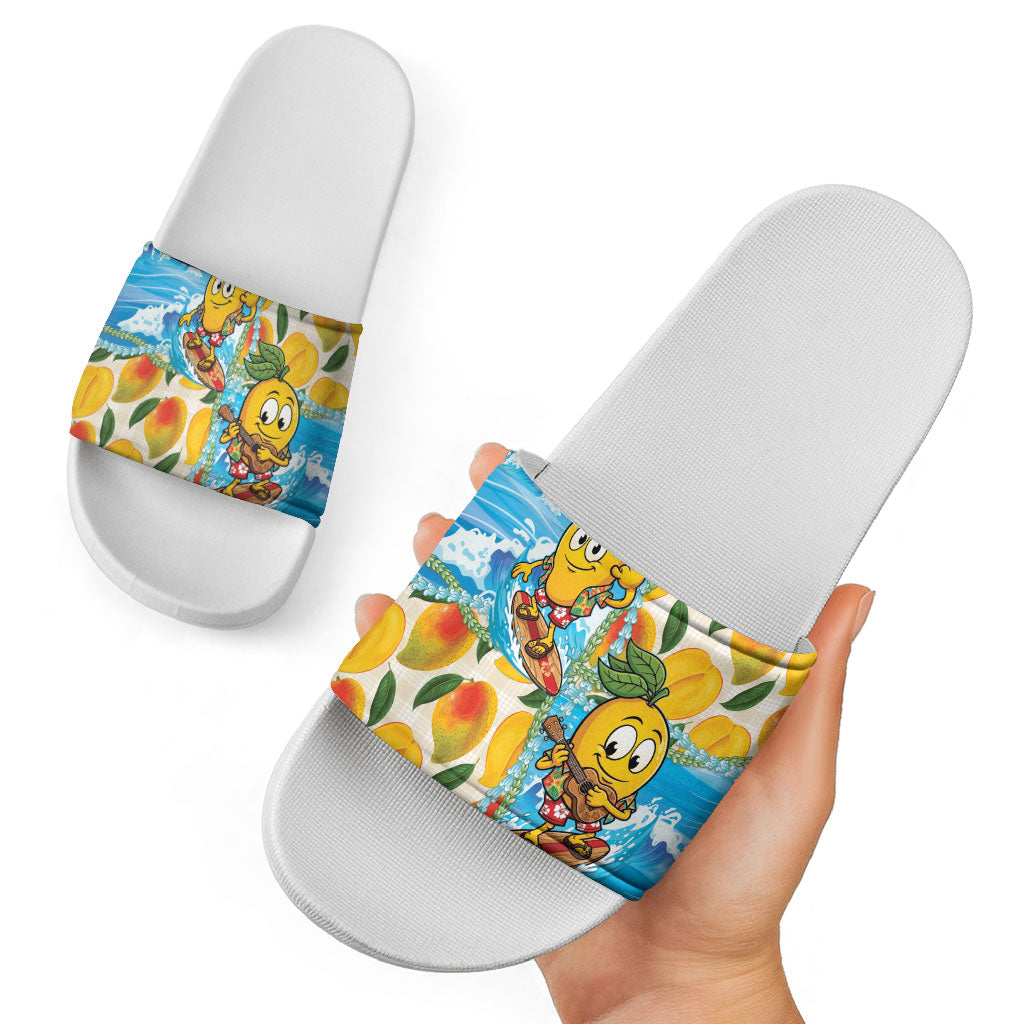 Aloha Hawaii Summer Slide Sandals Hawaiian Lei Surfing Mango Palaka Motifs