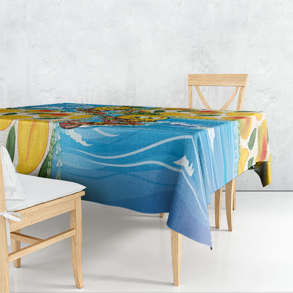 Aloha Hawaii Summer Tablecloth Hawaiian Lei Surfing Mango Palaka Motifs