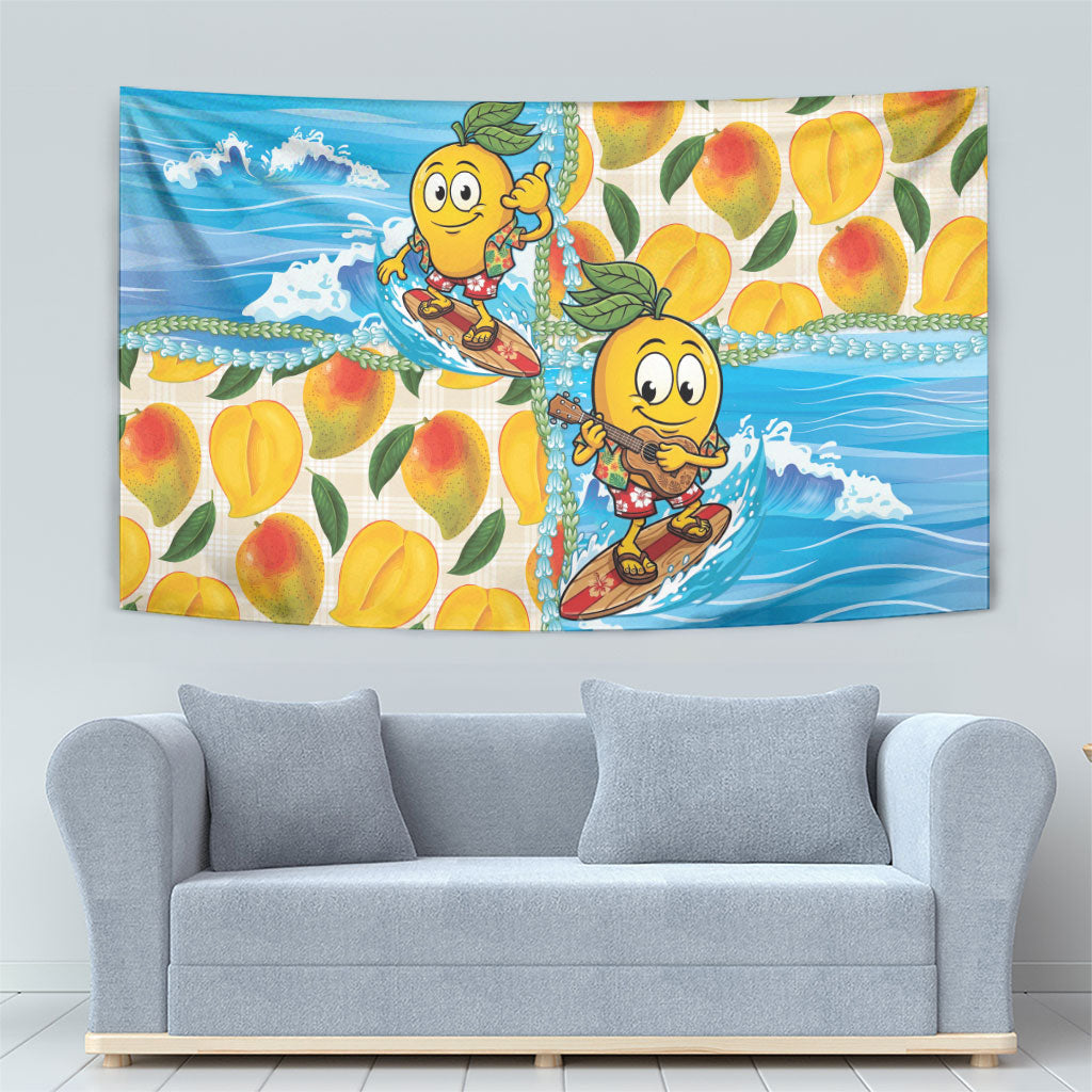 Aloha Hawaii Summer Tapestry Hawaiian Lei Surfing Mango Palaka Motifs