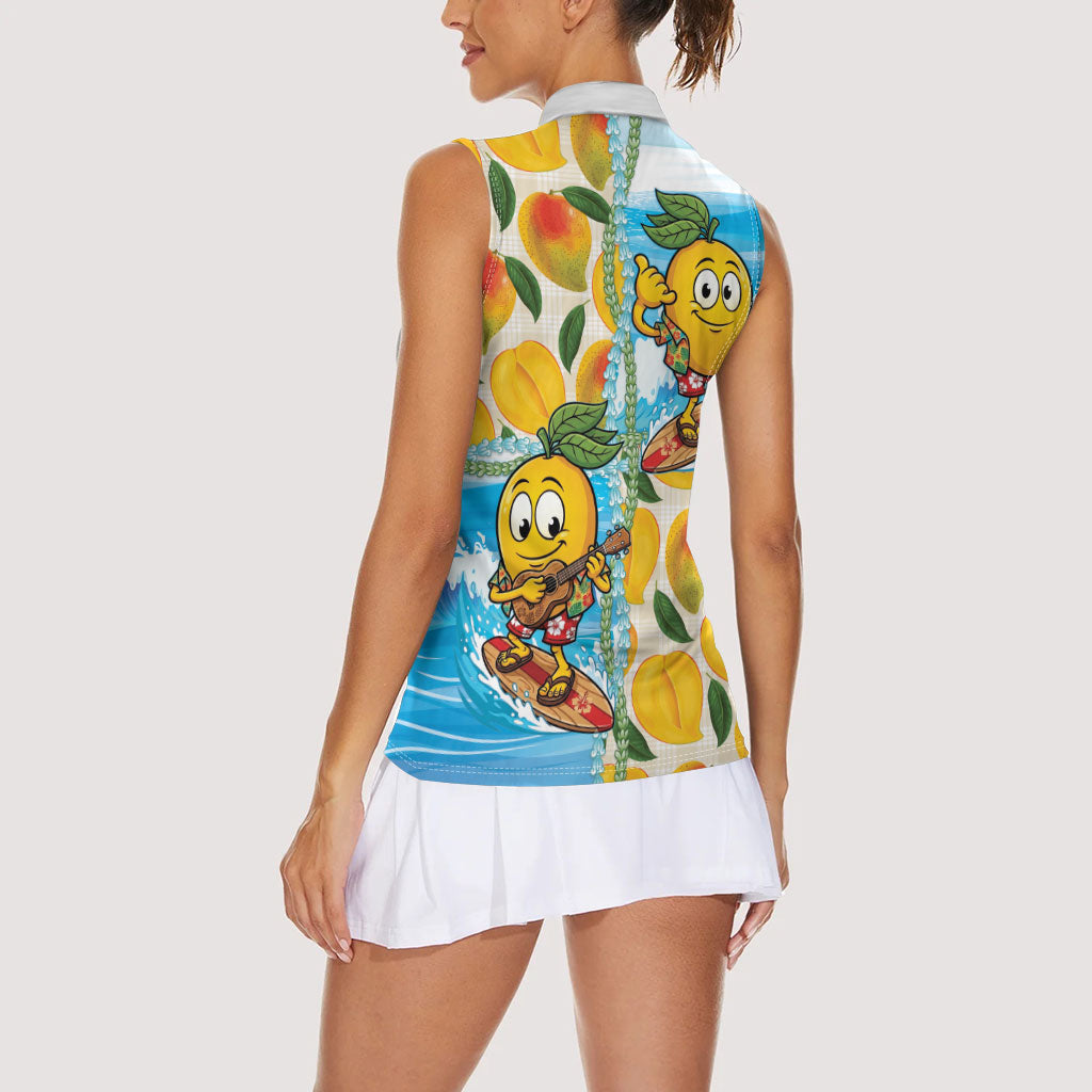 Aloha Hawaii Summer Women Sleeveless Polo Shirt Hawaiian Lei Surfing Mango Palaka Motifs