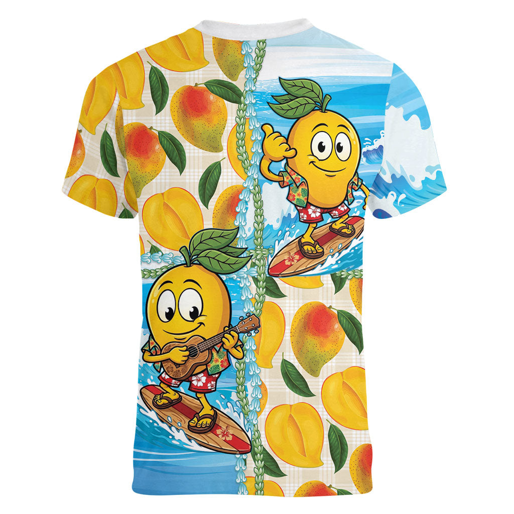 Aloha Hawaii Summer Women V-Neck T-Shirt Hawaiian Lei Surfing Mango Palaka Motifs