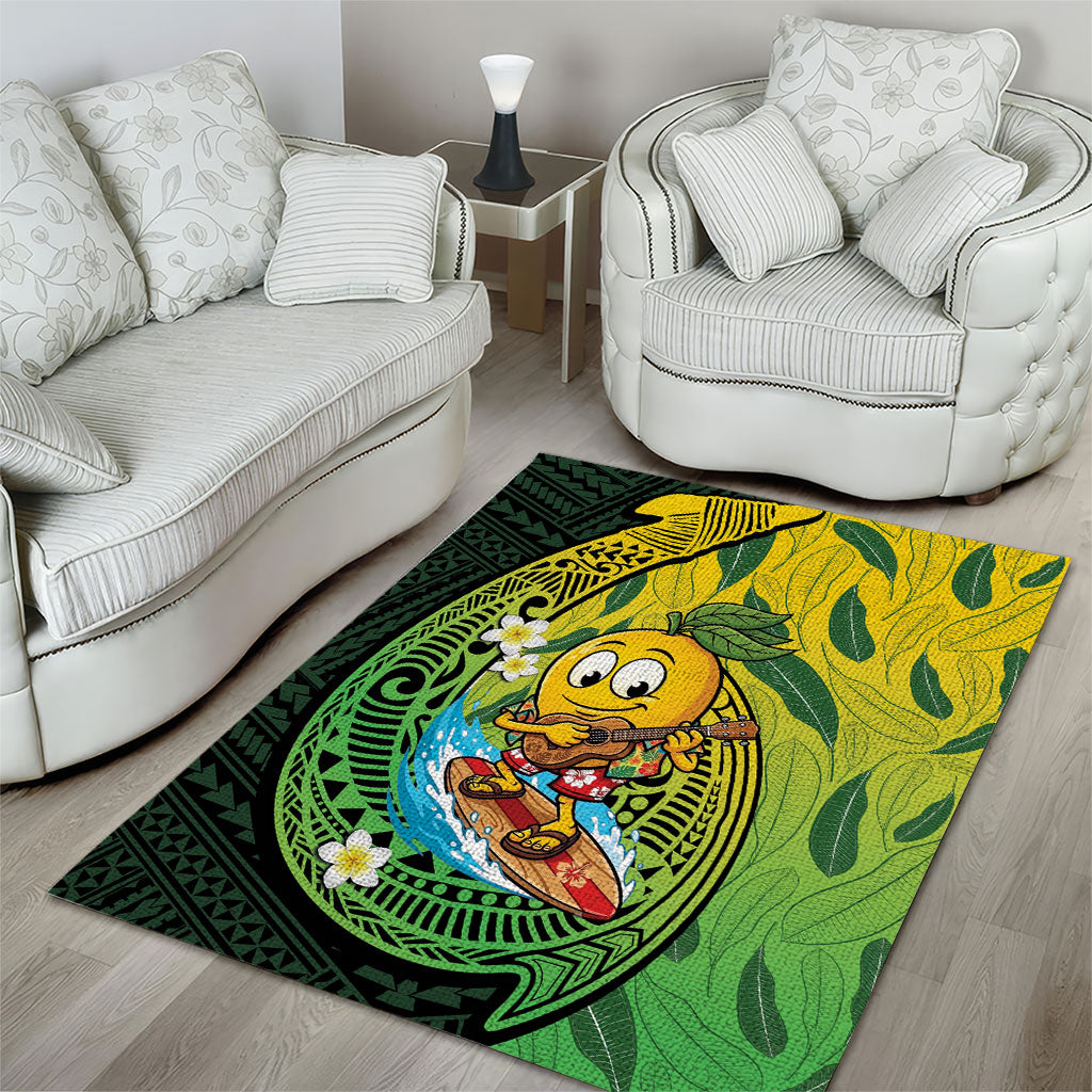 Hawaii Surfing Mango Area Rug Manako Polynesian Fish Hook