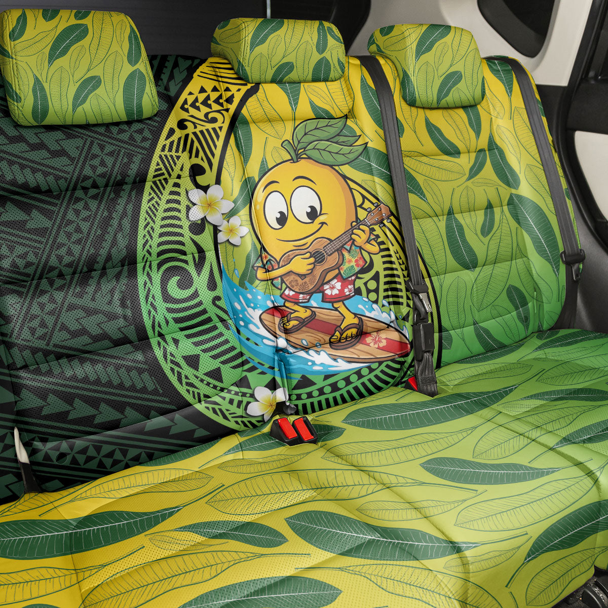 Hawaii Surfing Mango Back Car Seat Cover Manako Polynesian Fish Hook