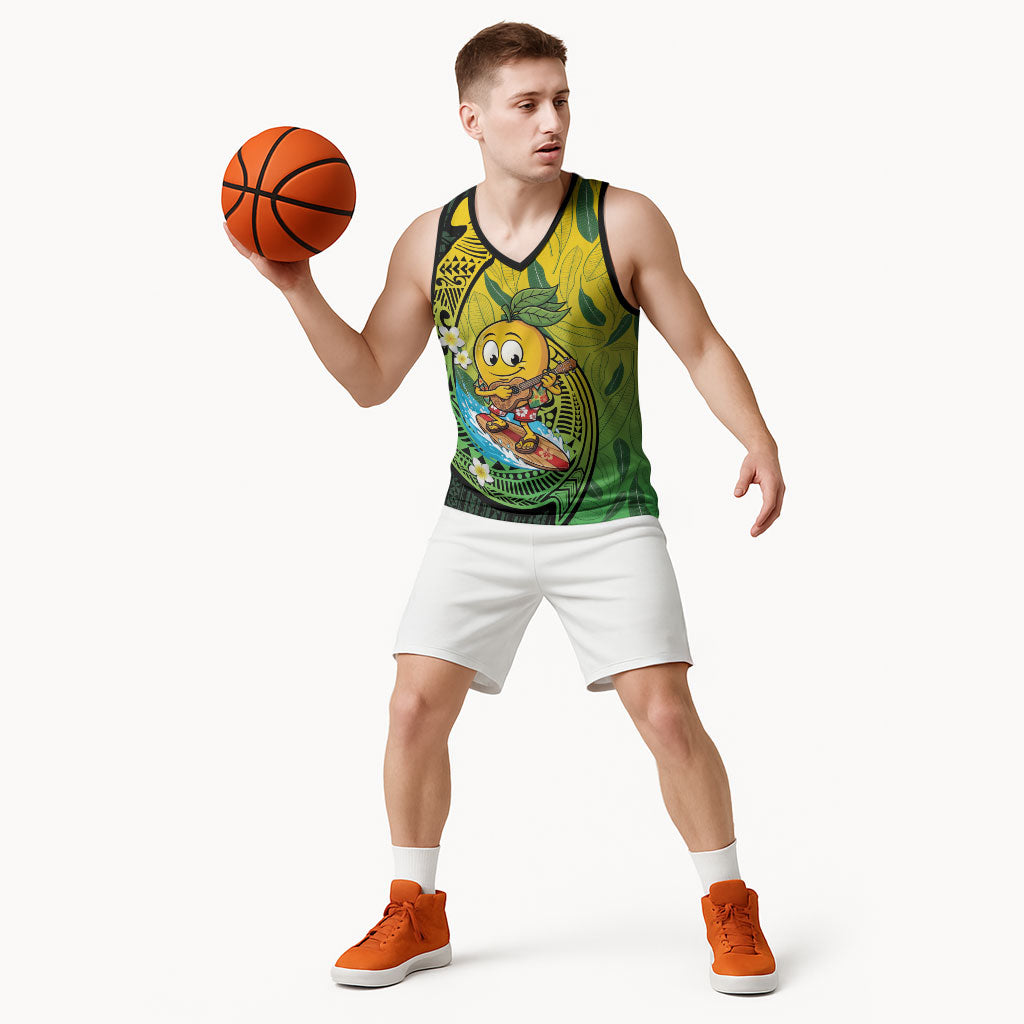 Hawaii Surfing Mango Basketball Jersey Manako Polynesian Fish Hook