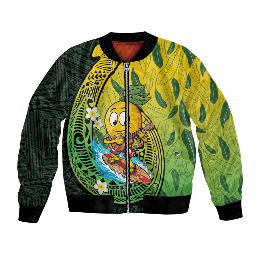 Hawaii Surfing Mango Bomber Jacket Manako Polynesian Fish Hook LT14 Unisex Green - Polynesian Pride