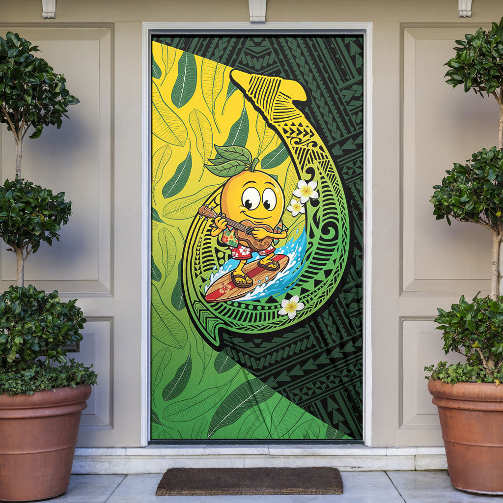 Hawaii Surfing Mango Door Cover Manako Polynesian Fish Hook