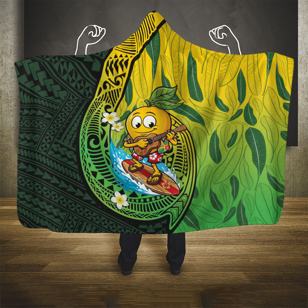 Hawaii Surfing Mango Hooded Blanket Manako Polynesian Fish Hook