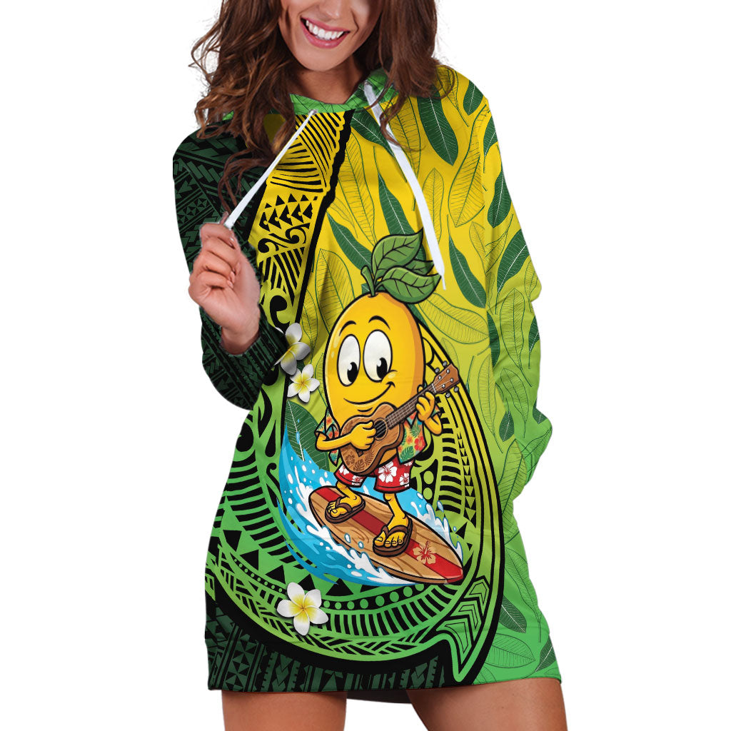 Hawaii Surfing Mango Hoodie Dress Manako Polynesian Fish Hook