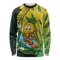 Hawaii Surfing Mango Long Sleeve Shirt Manako Polynesian Fish Hook